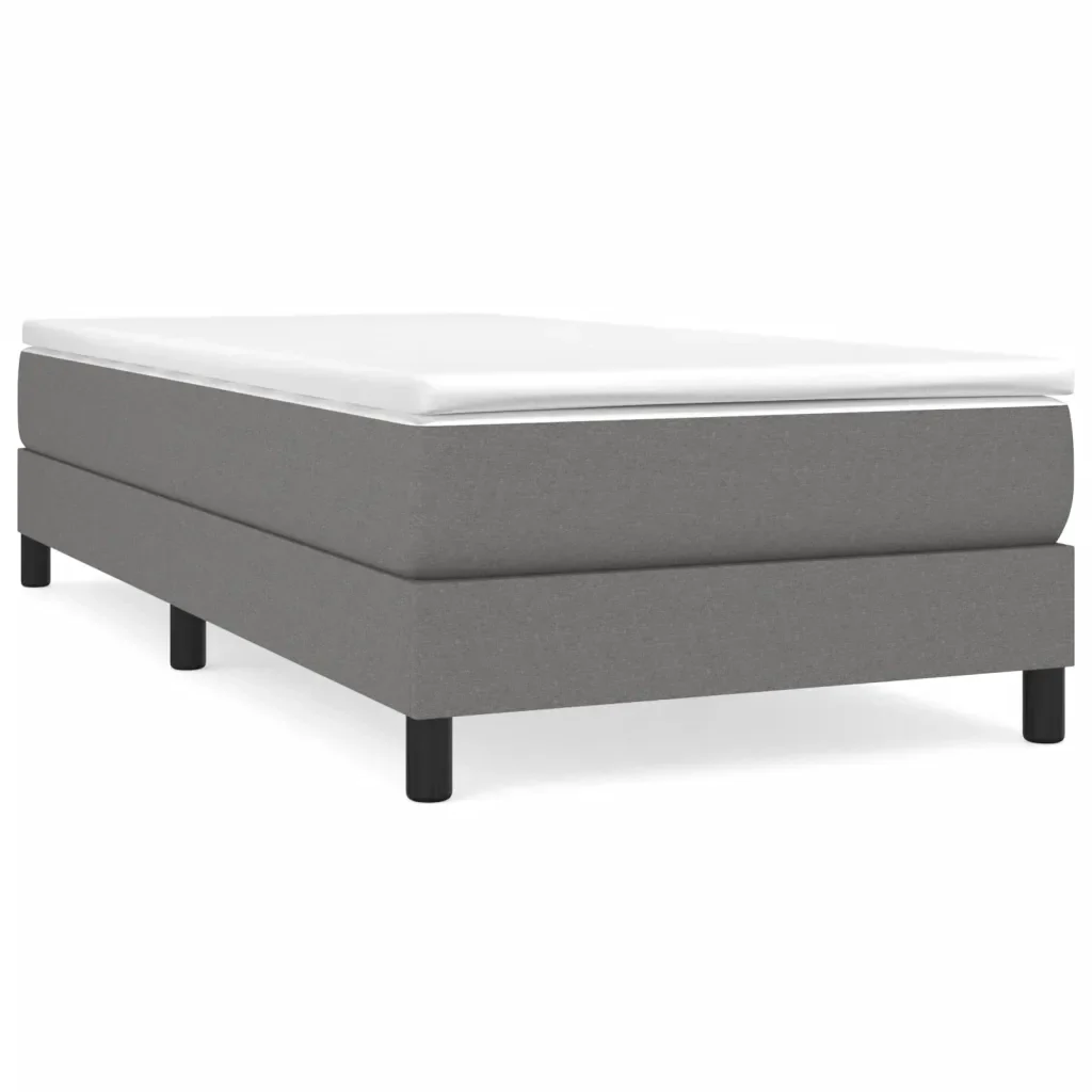 Letto singolo | Letto per adulti | Giroletto a Molle con Materasso Grigio Scuro 90x190 cm Tessuto
