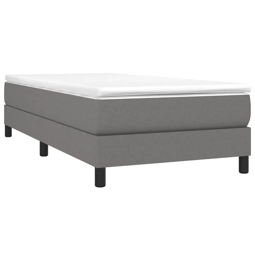 Letto singolo | Letto per adulti | Giroletto a Molle con Materasso Grigio Scuro 90x190 cm Tessuto - Image 4