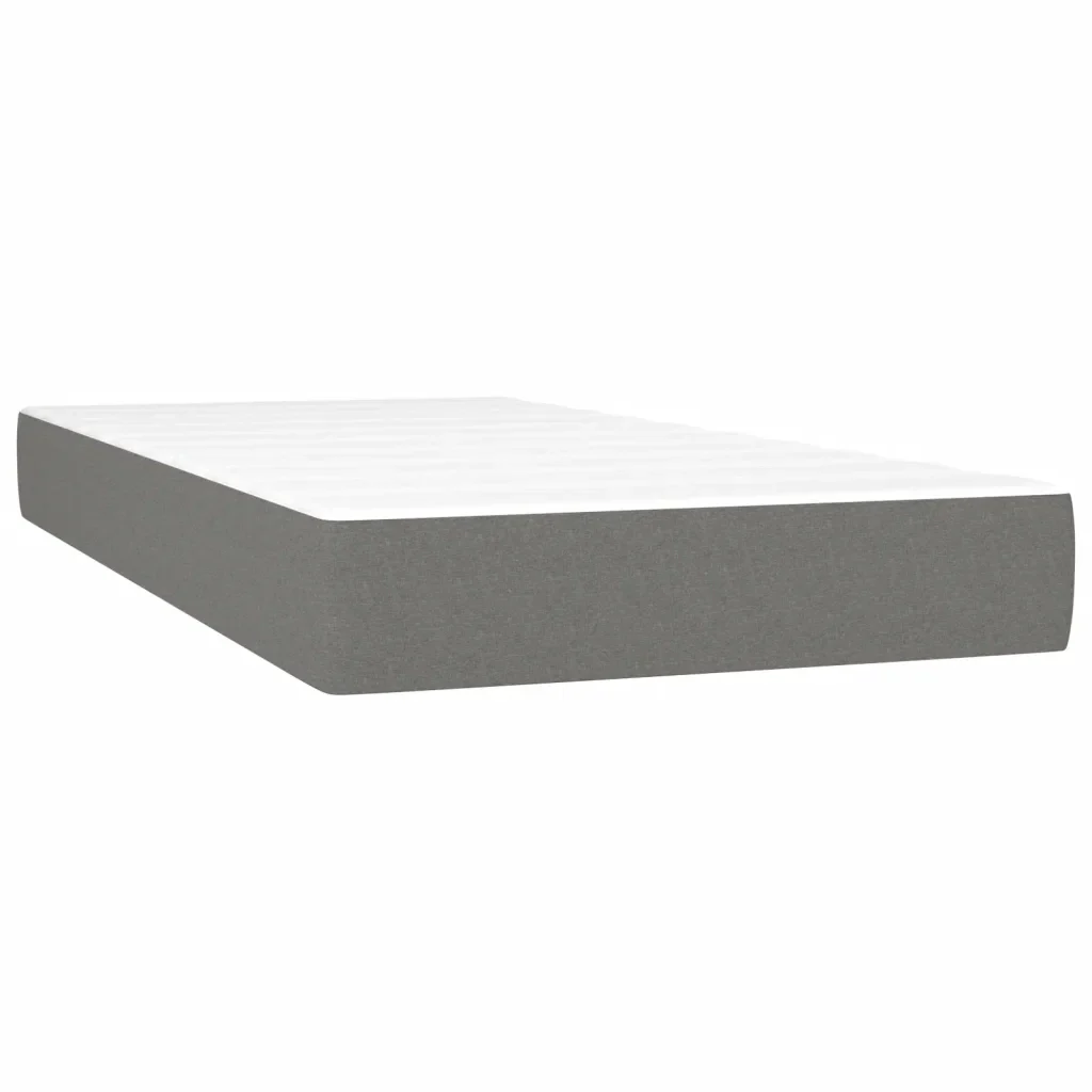 Letto singolo | Letto per adulti | Giroletto a Molle con Materasso Grigio Scuro 90x190 cm Tessuto - Image 5