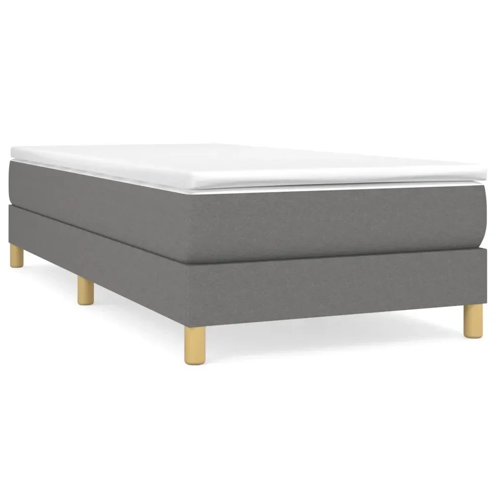 Letto singolo | Letto per adulti | Giroletto a Molle con Materasso Grigio Scuro 90x190 cm Tessuto