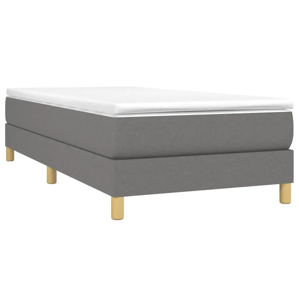 Letto singolo | Letto per adulti | Giroletto a Molle con Materasso Grigio Scuro 90x190 cm Tessuto - Image 4