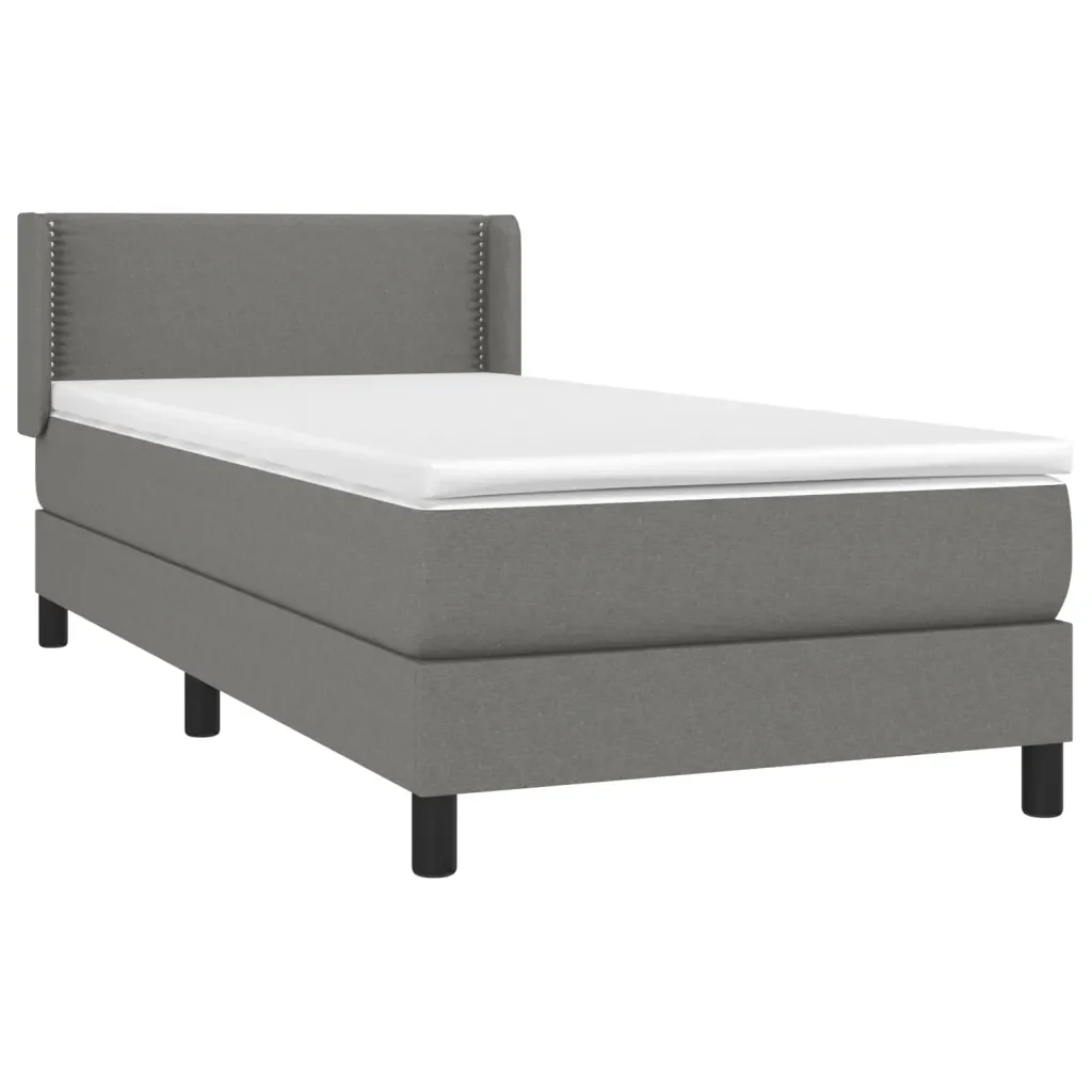 Letto singolo | Letto per adulti | Giroletto a Molle con Materasso Grigio Scuro 90x190 cm Tessuto - Image 3