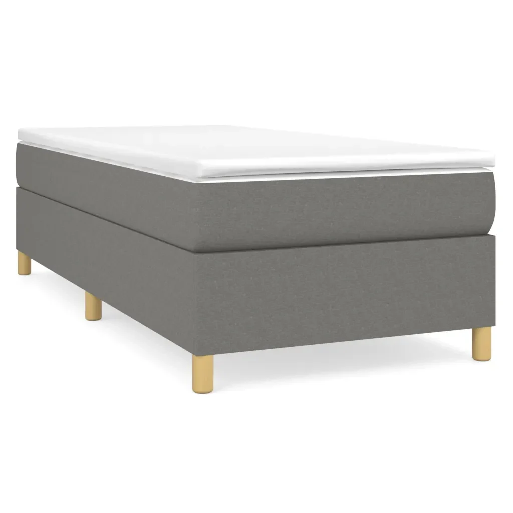 Letto singolo | Letto per adulti | Giroletto a Molle con Materasso Grigio Scuro 90x190 cm Tessuto