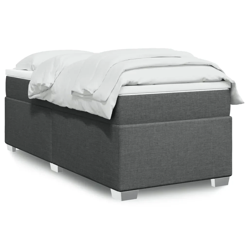 Letto singolo | Letto per adulti | Giroletto a Molle con Materasso Grigio Scuro 90x190 cm Tessuto - Image 2
