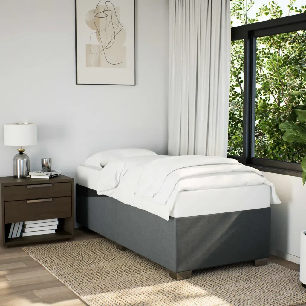Letto singolo | Letto per adulti | Giroletto a Molle con Materasso Grigio Scuro 90x190 cm Tessuto - Image 3