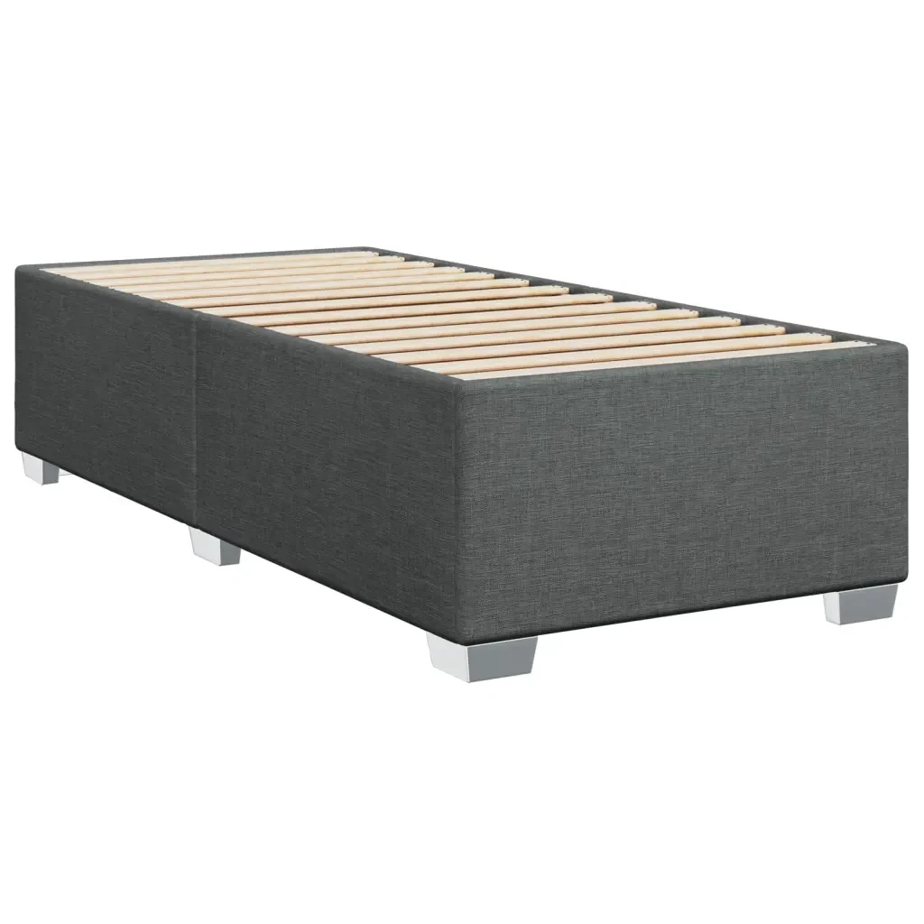 Letto singolo | Letto per adulti | Giroletto a Molle con Materasso Grigio Scuro 90x190 cm Tessuto - Image 5