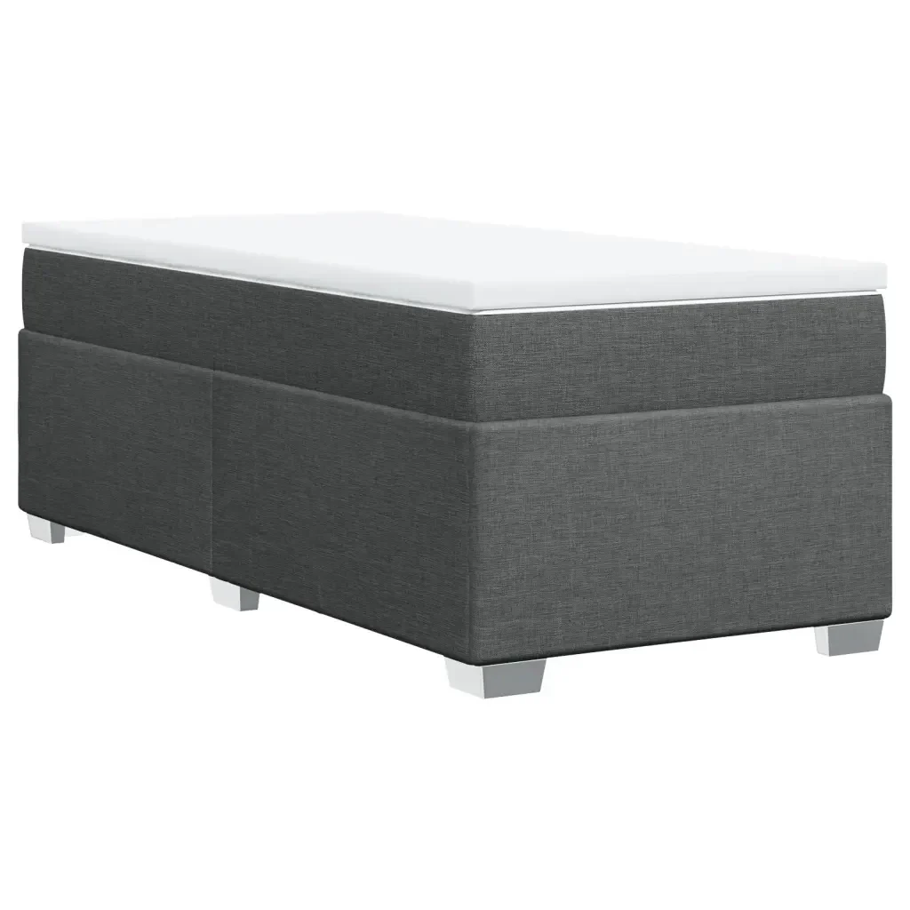 Letto singolo | Letto per adulti | Giroletto a Molle con Materasso Grigio Scuro 90x190 cm Tessuto - Image 9