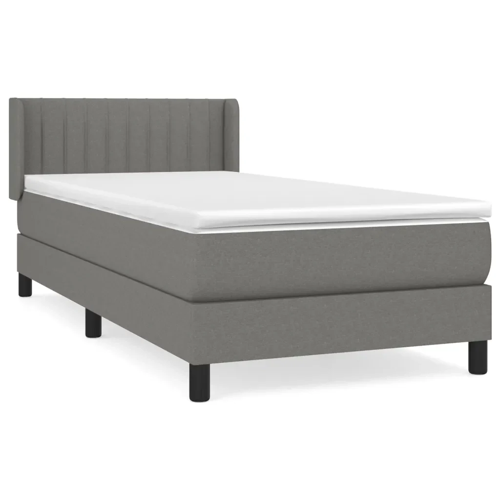 Letto singolo | Letto per adulti | Giroletto a Molle con Materasso Grigio Scuro 90x190 cm Tessuto