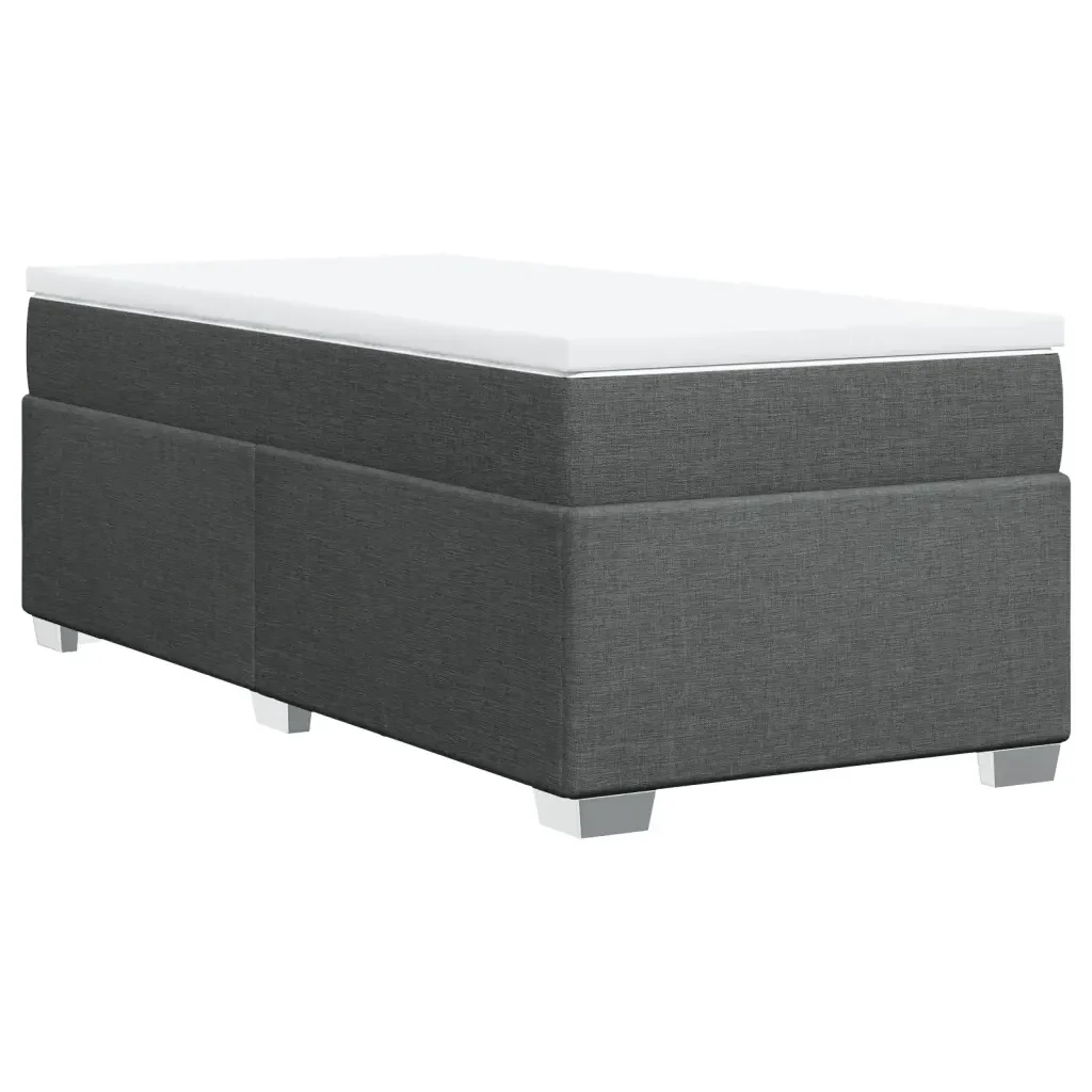Letto singolo | Letto per adulti | Giroletto a Molle con Materasso Grigio Scuro 90x190 cm Tessuto - Image 6