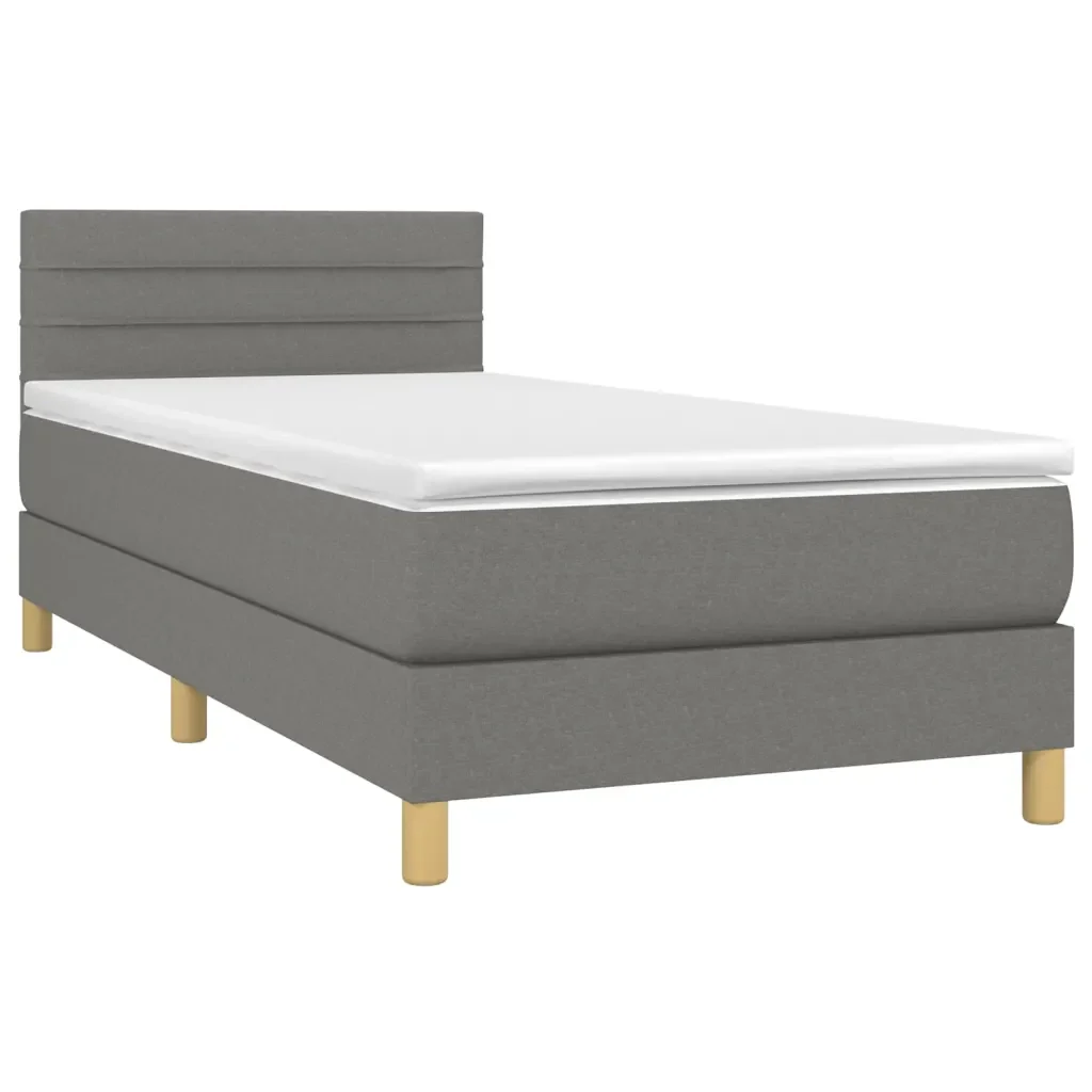 Letto singolo | Letto per adulti | Giroletto a Molle con Materasso Grigio Scuro 90x190 cm Tessuto - Image 3
