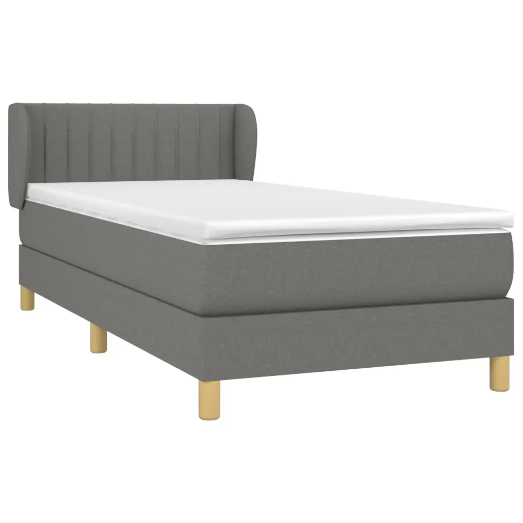 Letto singolo | Letto per adulti | Giroletto a Molle con Materasso Grigio Scuro 90x190 cm Tessuto - Image 4