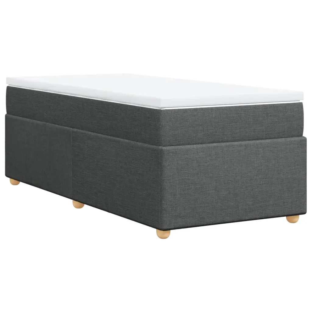Letto singolo | Letto per adulti | Giroletto a Molle con Materasso Grigio Scuro 90x190 cm Tessuto