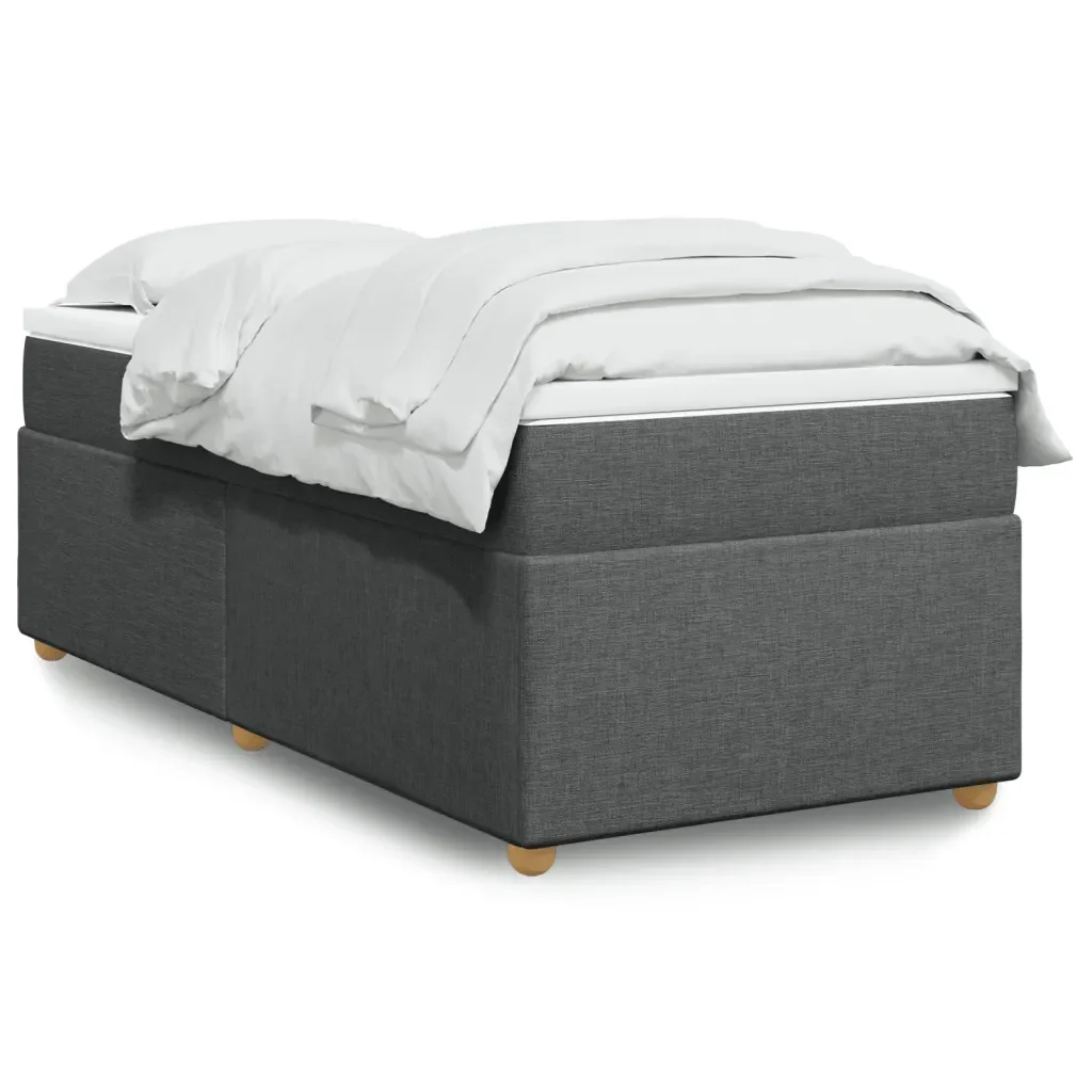 Letto singolo | Letto per adulti | Giroletto a Molle con Materasso Grigio Scuro 90x190 cm Tessuto - Image 2