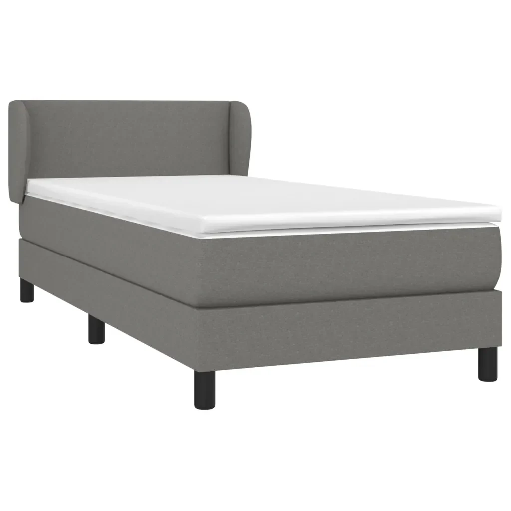 Letto singolo | Letto per adulti | Giroletto a Molle con Materasso Grigio Scuro 90x190 cm Tessuto - Image 3
