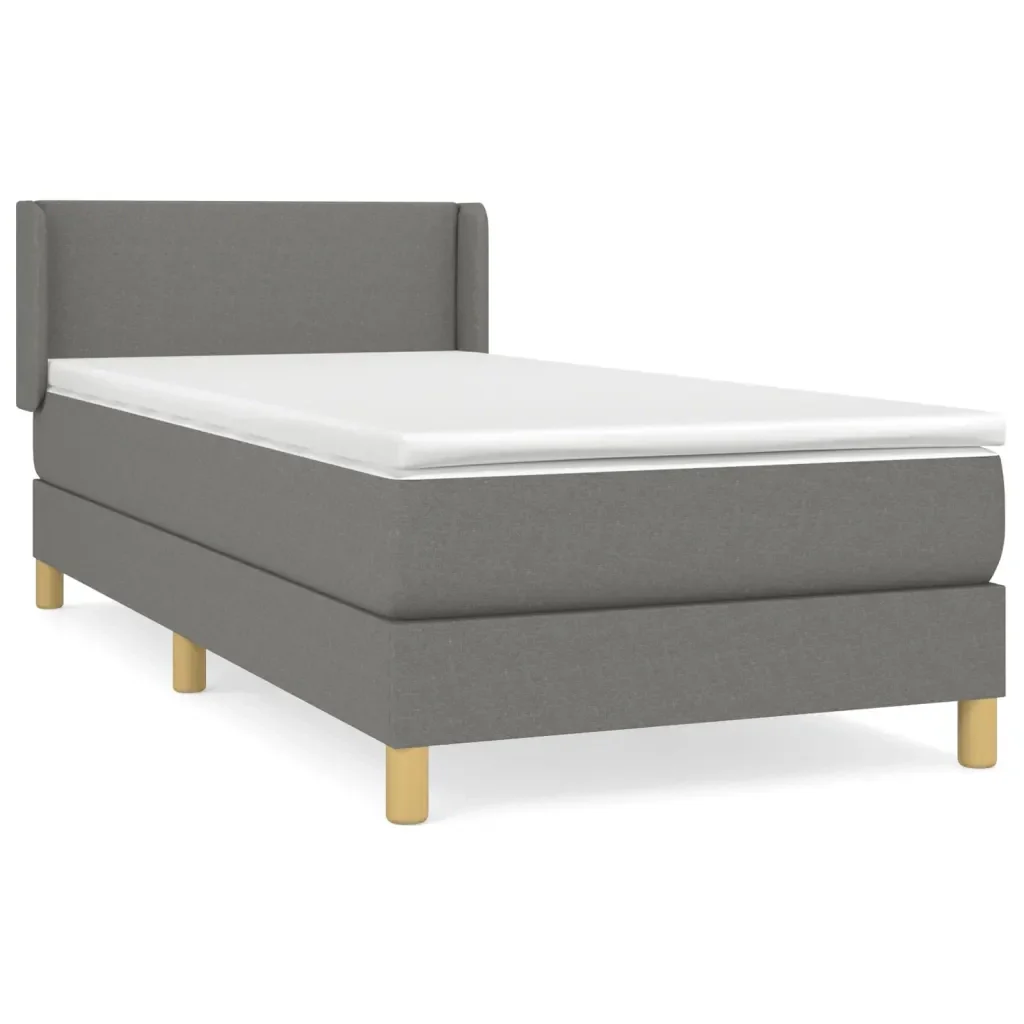 Letto singolo | Letto per adulti | Giroletto a Molle con Materasso Grigio Scuro 90x190 cm Tessuto