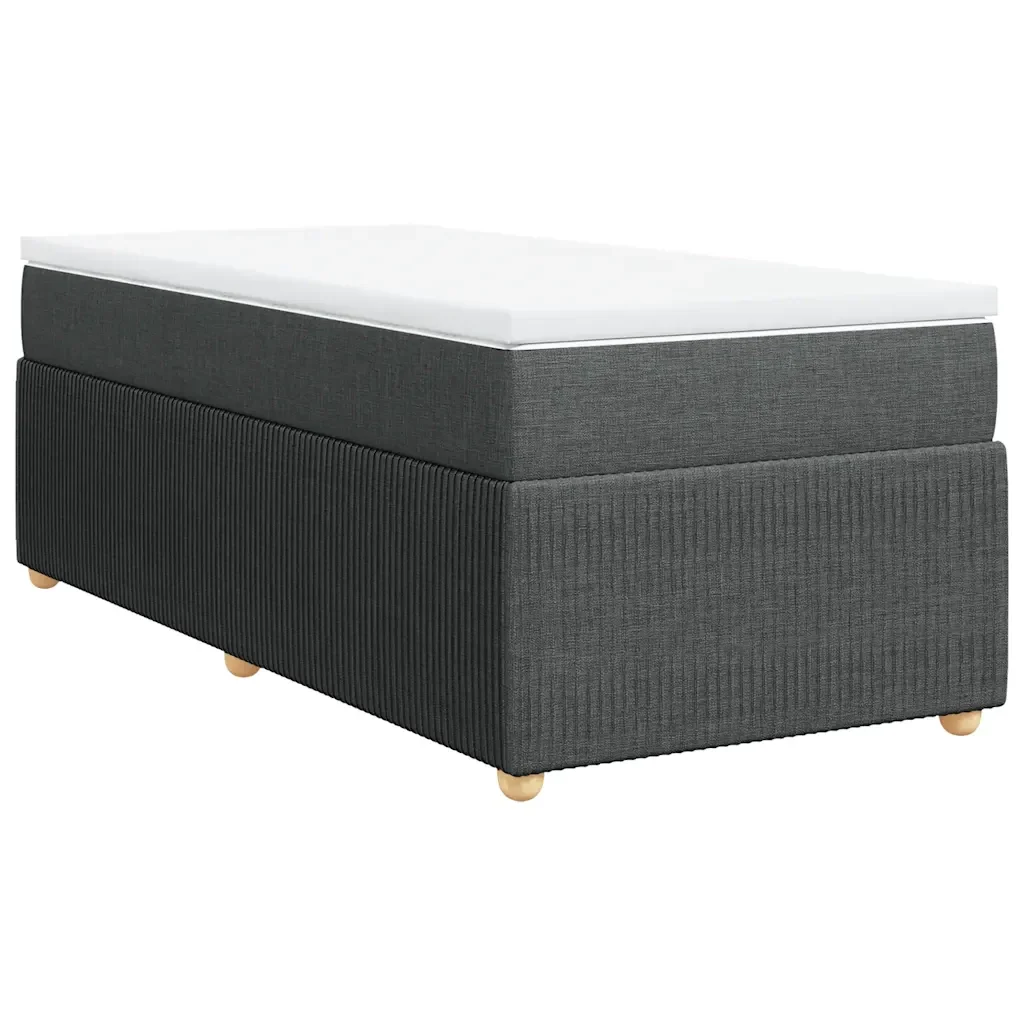 Letto singolo | Letto per adulti | Giroletto a Molle con Materasso Grigio Scuro 90x190 cm Tessuto