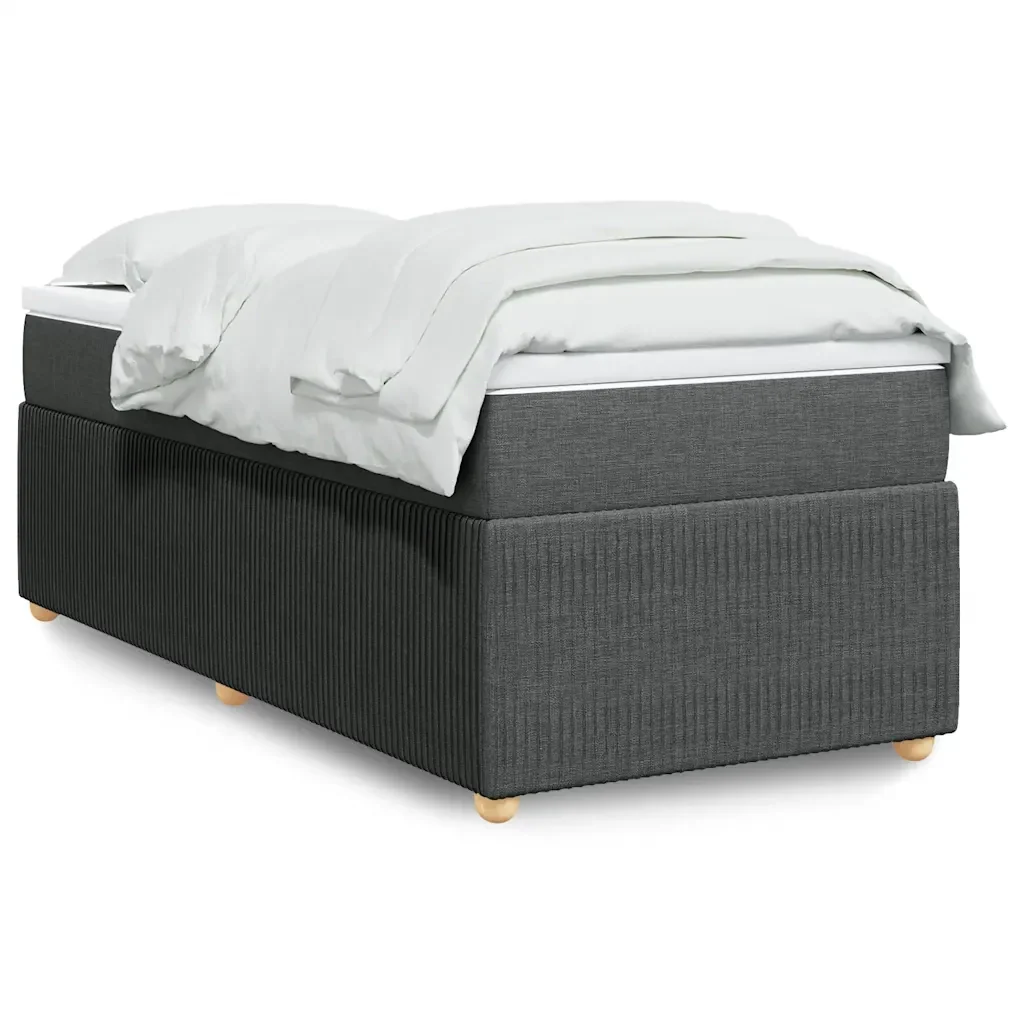 Letto singolo | Letto per adulti | Giroletto a Molle con Materasso Grigio Scuro 90x190 cm Tessuto - Image 2