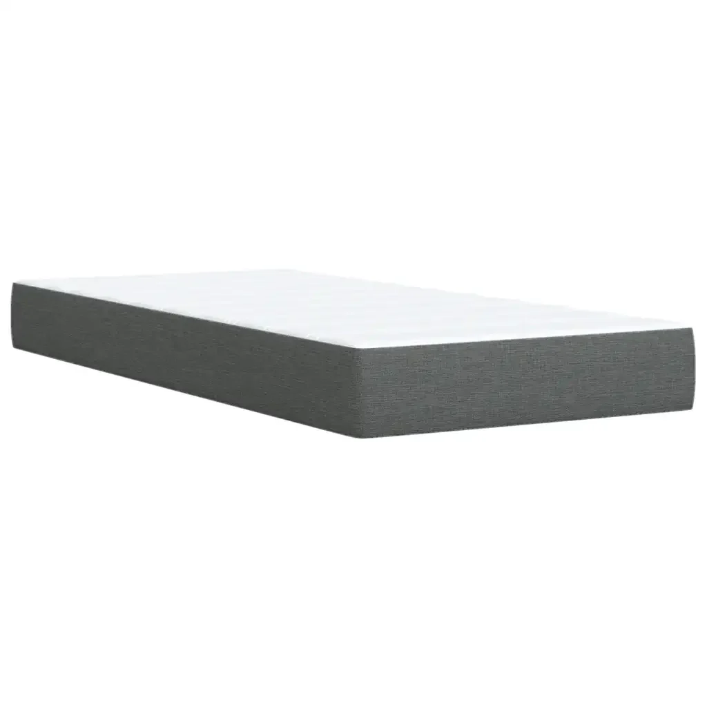 Letto singolo | Letto per adulti | Giroletto a Molle con Materasso Grigio Scuro 90x190 cm Tessuto - Image 8
