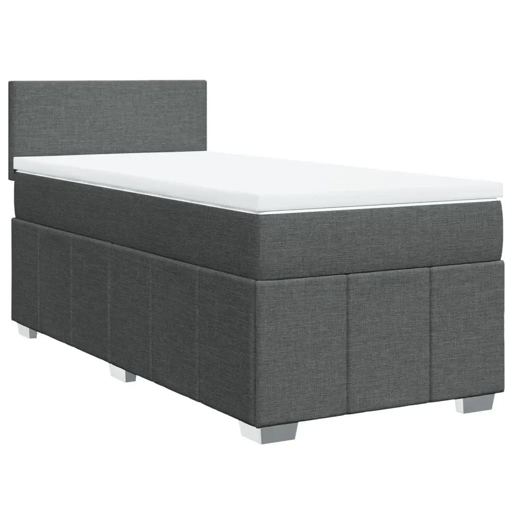 Letto singolo | Letto per adulti | Giroletto a Molle con Materasso Grigio Scuro 90x190 cm Tessuto - Image 4