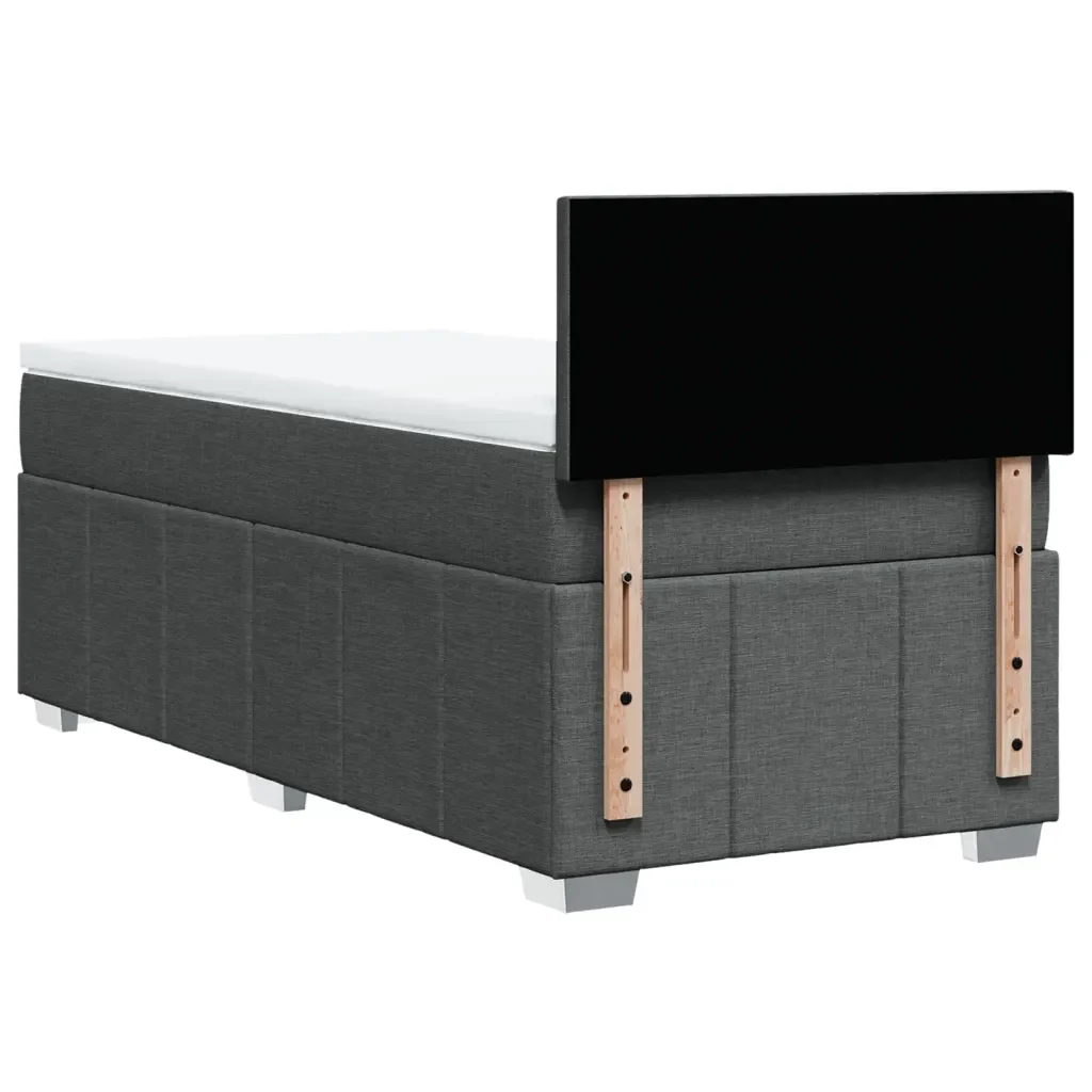 Letto singolo | Letto per adulti | Giroletto a Molle con Materasso Grigio Scuro 90x190 cm Tessuto - Image 8