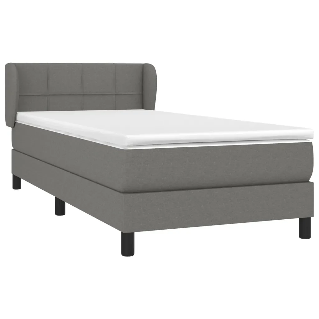 Letto singolo | Letto per adulti | Giroletto a Molle con Materasso Grigio Scuro 90x190 cm Tessuto - Image 4