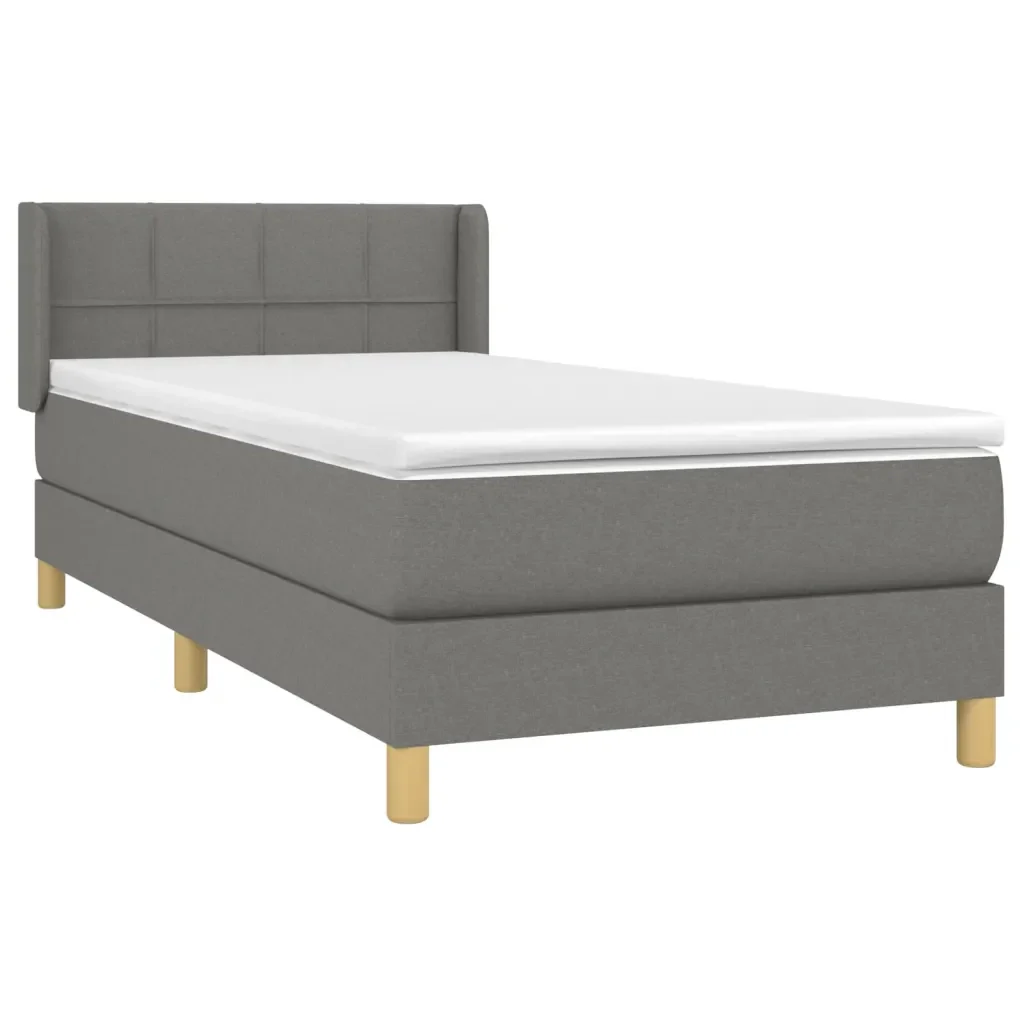 Letto singolo | Letto per adulti | Giroletto a Molle con Materasso Grigio Scuro 90x190 cm Tessuto - Image 3
