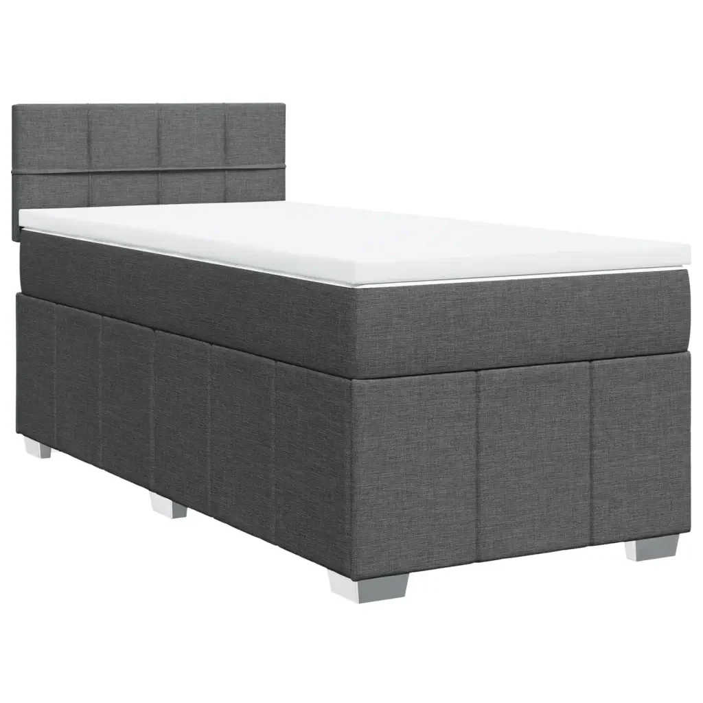 Letto singolo | Letto per adulti | Giroletto a Molle con Materasso Grigio Scuro 90x190 cm Tessuto - Image 4