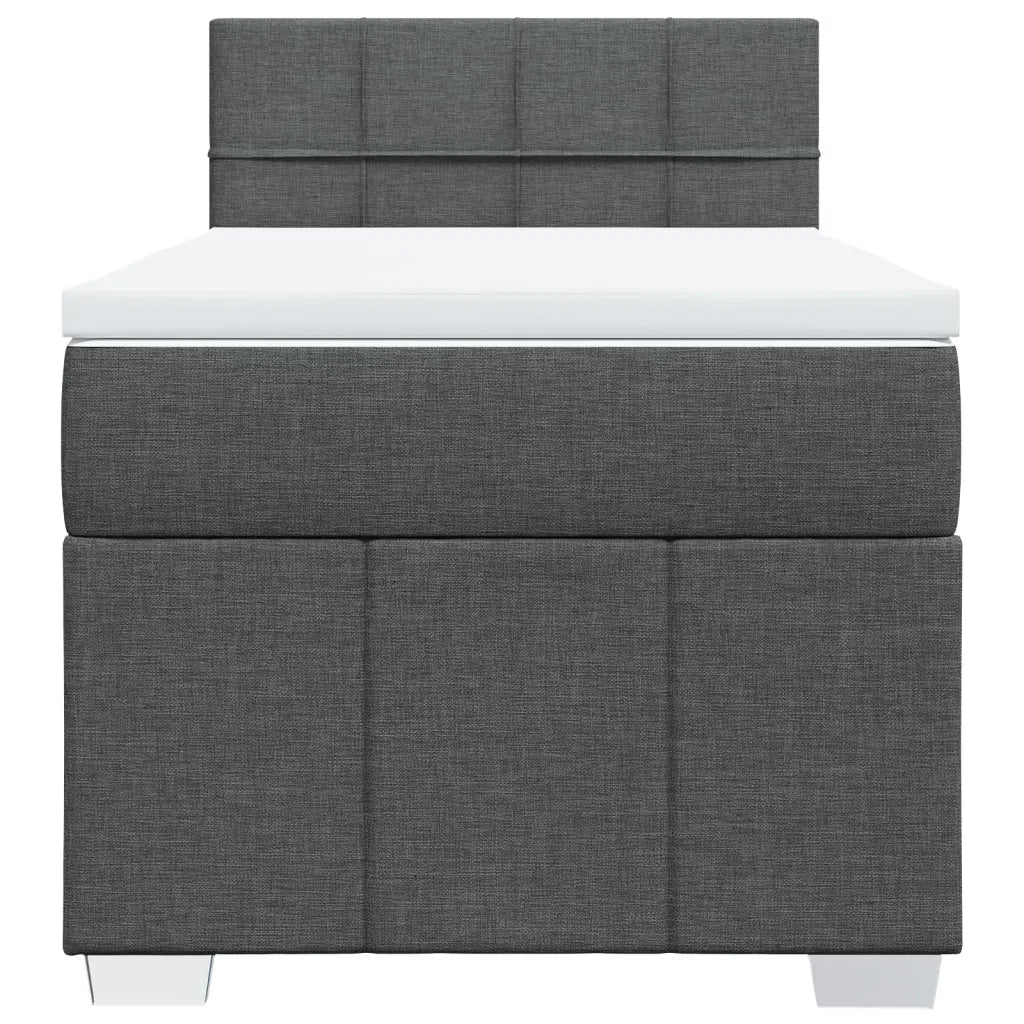Letto singolo | Letto per adulti | Giroletto a Molle con Materasso Grigio Scuro 90x190 cm Tessuto - Image 6