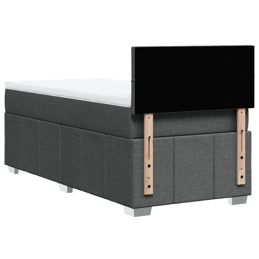 Letto singolo | Letto per adulti | Giroletto a Molle con Materasso Grigio Scuro 90x190 cm Tessuto - Image 8
