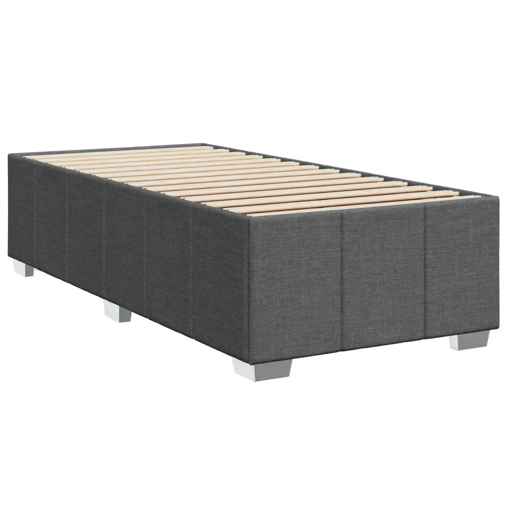 Letto singolo | Letto per adulti | Giroletto a Molle con Materasso Grigio Scuro 90x190 cm Tessuto - Image 9