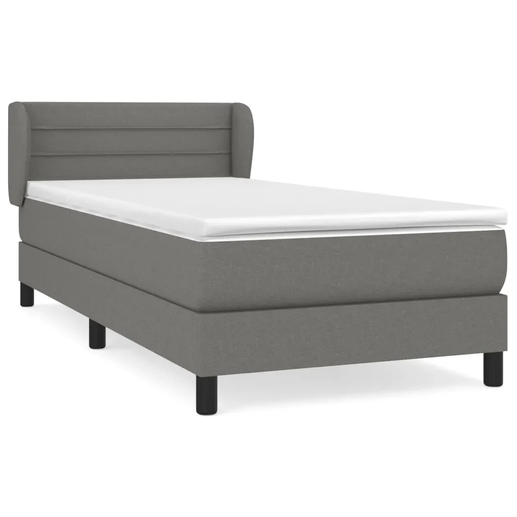 Letto singolo | Letto per adulti | Giroletto a Molle con Materasso Grigio Scuro 90x190 cm Tessuto