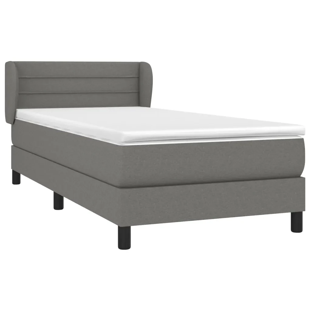 Letto singolo | Letto per adulti | Giroletto a Molle con Materasso Grigio Scuro 90x190 cm Tessuto - Image 4