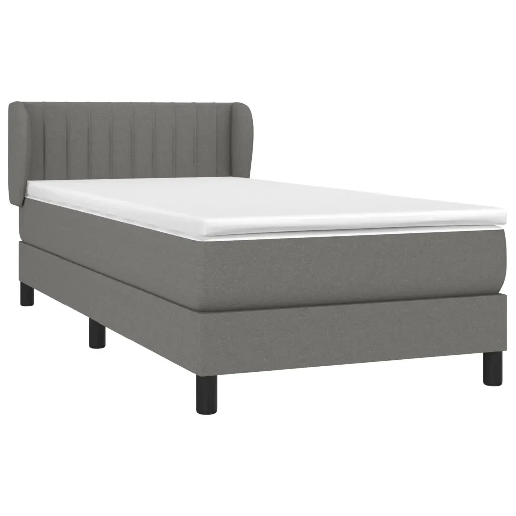Letto singolo | Letto per adulti | Giroletto a Molle con Materasso Grigio Scuro 90x190 cm Tessuto - Image 3