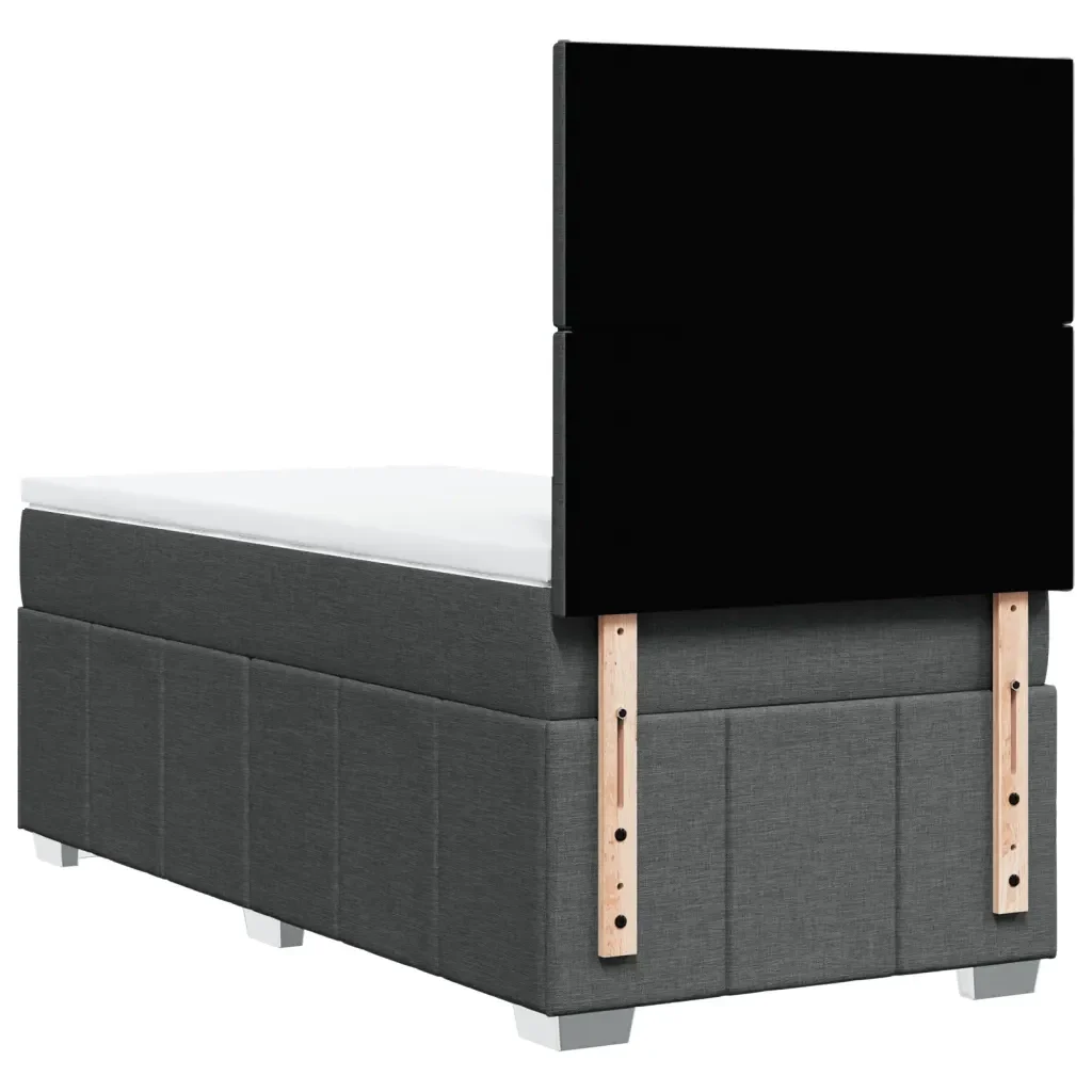 Letto singolo | Letto per adulti | Giroletto a Molle con Materasso Grigio Scuro 90x190 cm Tessuto - Image 8