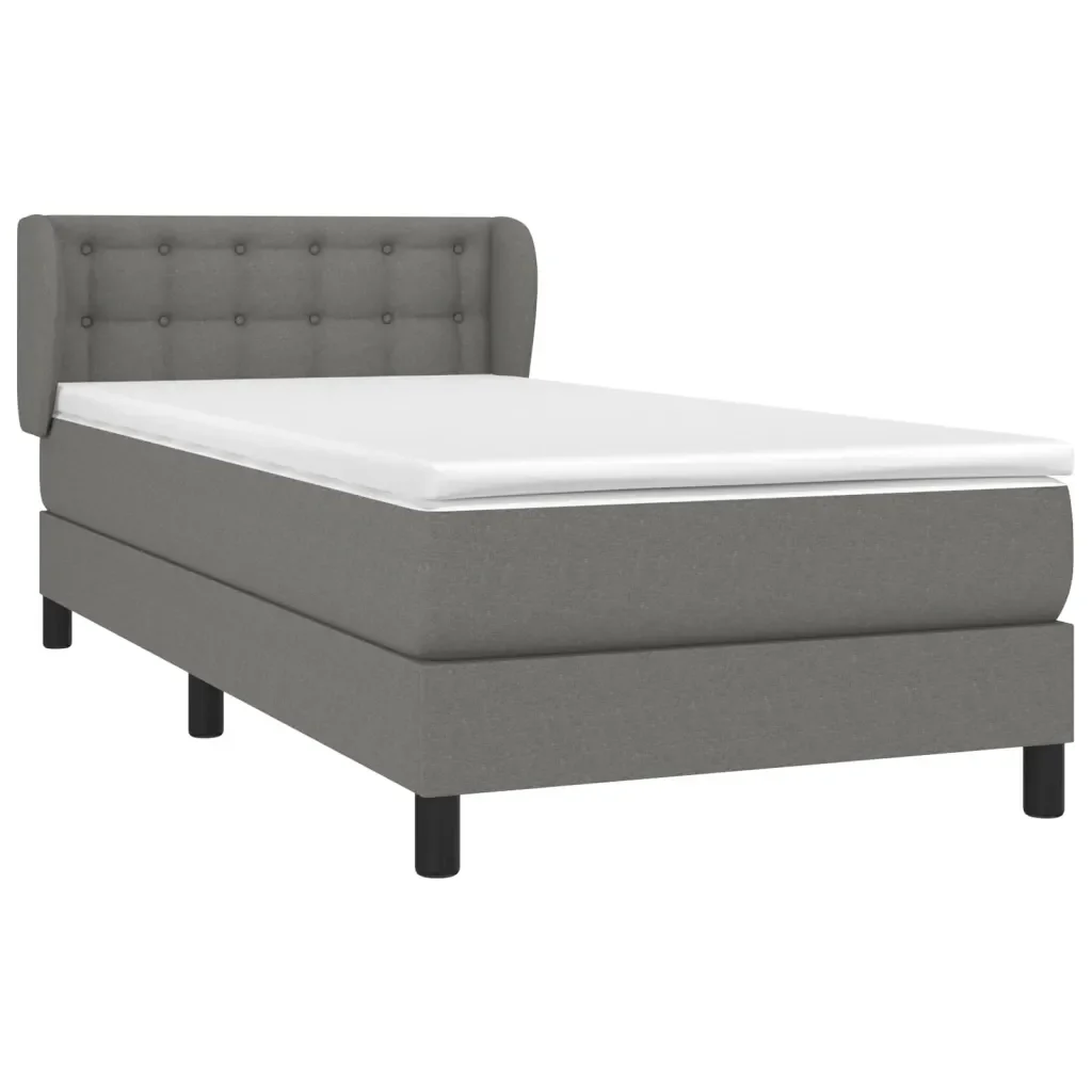 Letto singolo | Letto per adulti | Giroletto a Molle con Materasso Grigio Scuro 90x190 cm Tessuto - Image 3