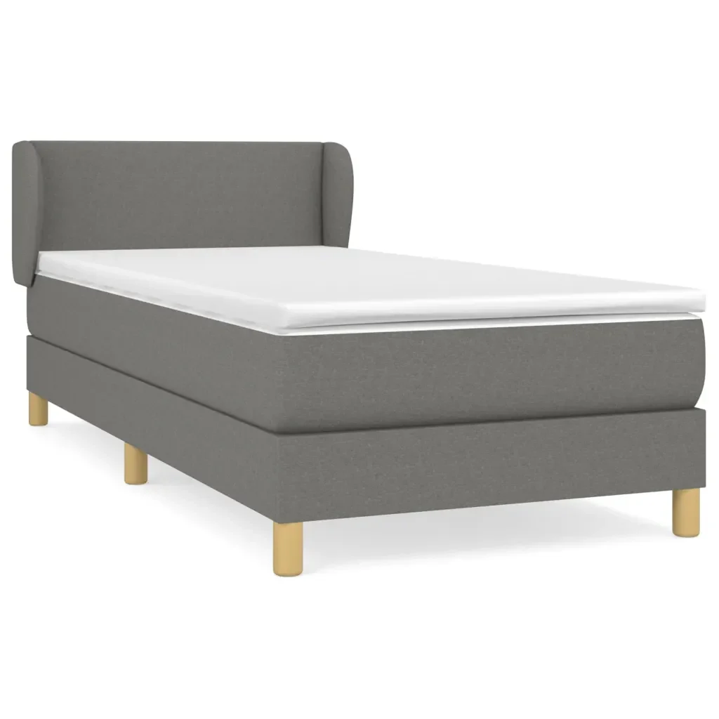 Letto singolo | Letto per adulti | Giroletto a Molle con Materasso Grigio Scuro 90x190 cm Tessuto