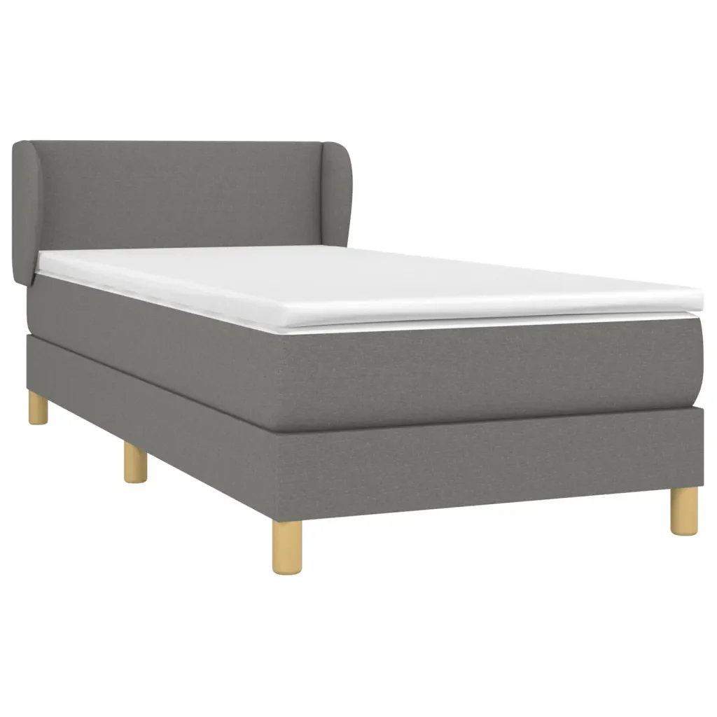Letto singolo | Letto per adulti | Giroletto a Molle con Materasso Grigio Scuro 90x190 cm Tessuto - Image 4