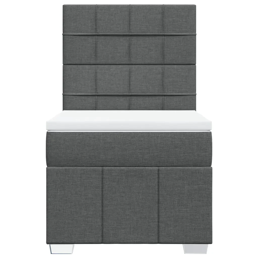 Letto singolo | Letto per adulti | Giroletto a Molle con Materasso Grigio Scuro 90x190 cm Tessuto - Image 6