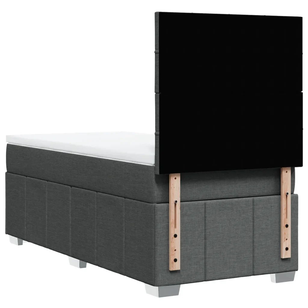 Letto singolo | Letto per adulti | Giroletto a Molle con Materasso Grigio Scuro 90x190 cm Tessuto - Image 8