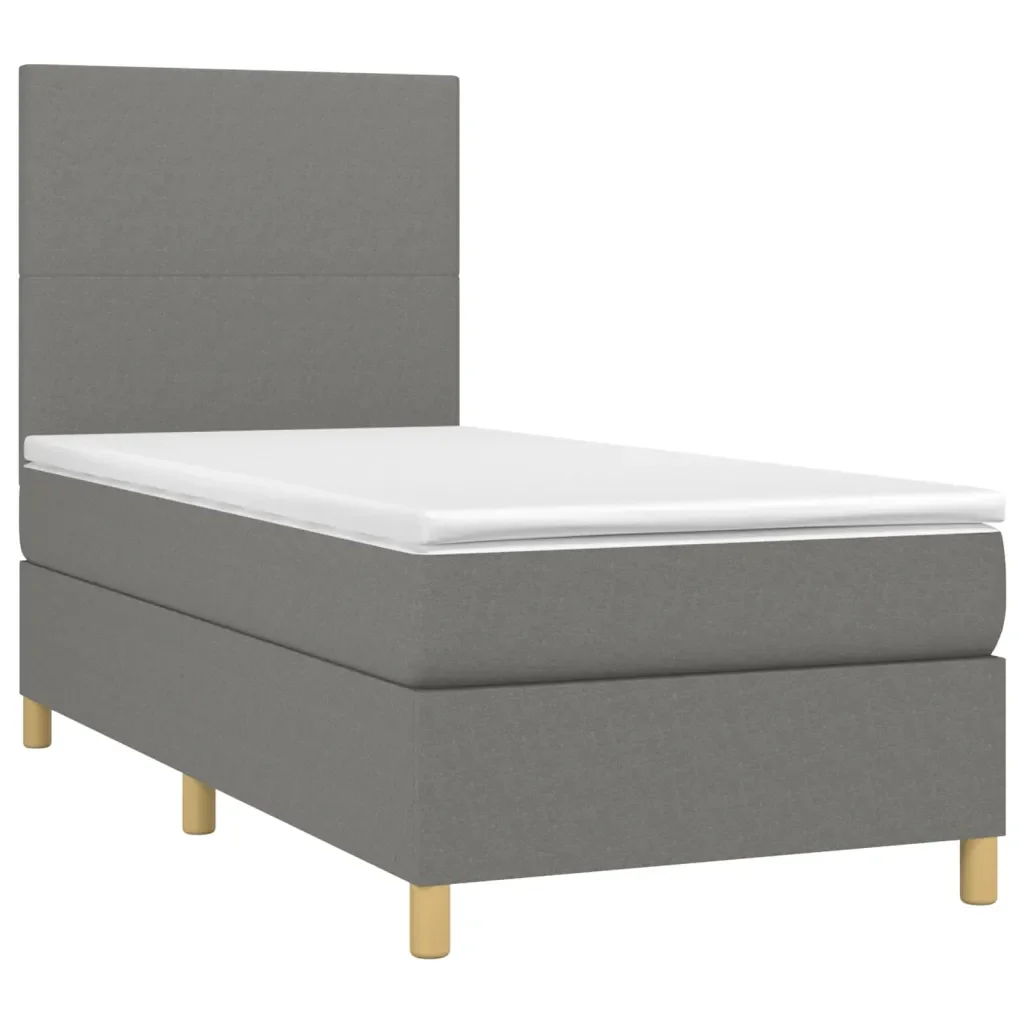 Letto singolo | Letto per adulti | Giroletto a Molle con Materasso Grigio Scuro 90x190 cm Tessuto - Image 4