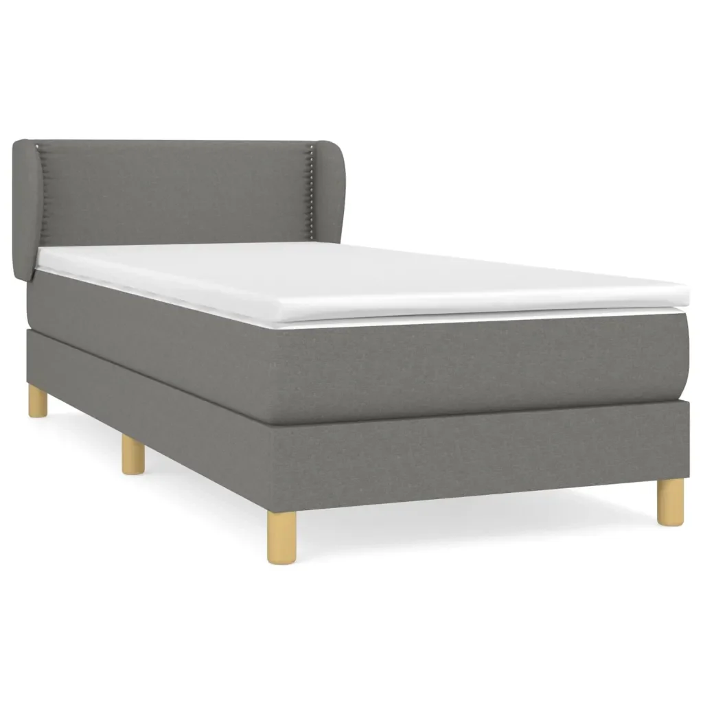 Letto singolo | Letto per adulti | Giroletto a Molle con Materasso Grigio Scuro 90x190 cm Tessuto