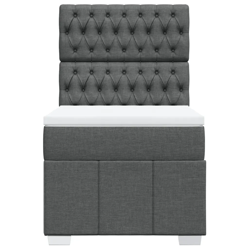 Letto singolo | Letto per adulti | Giroletto a Molle con Materasso Grigio Scuro 90x190 cm Tessuto - Image 6