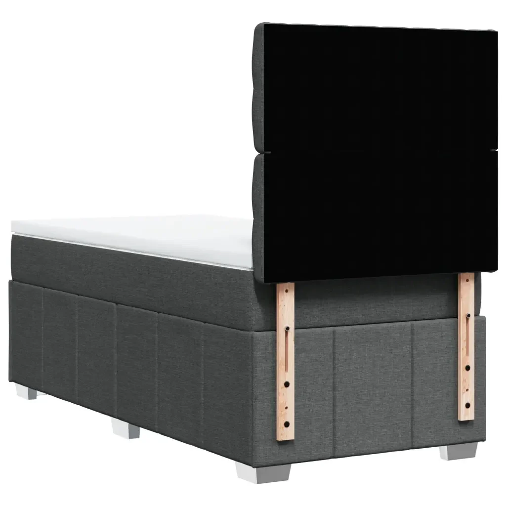 Letto singolo | Letto per adulti | Giroletto a Molle con Materasso Grigio Scuro 90x190 cm Tessuto - Image 8