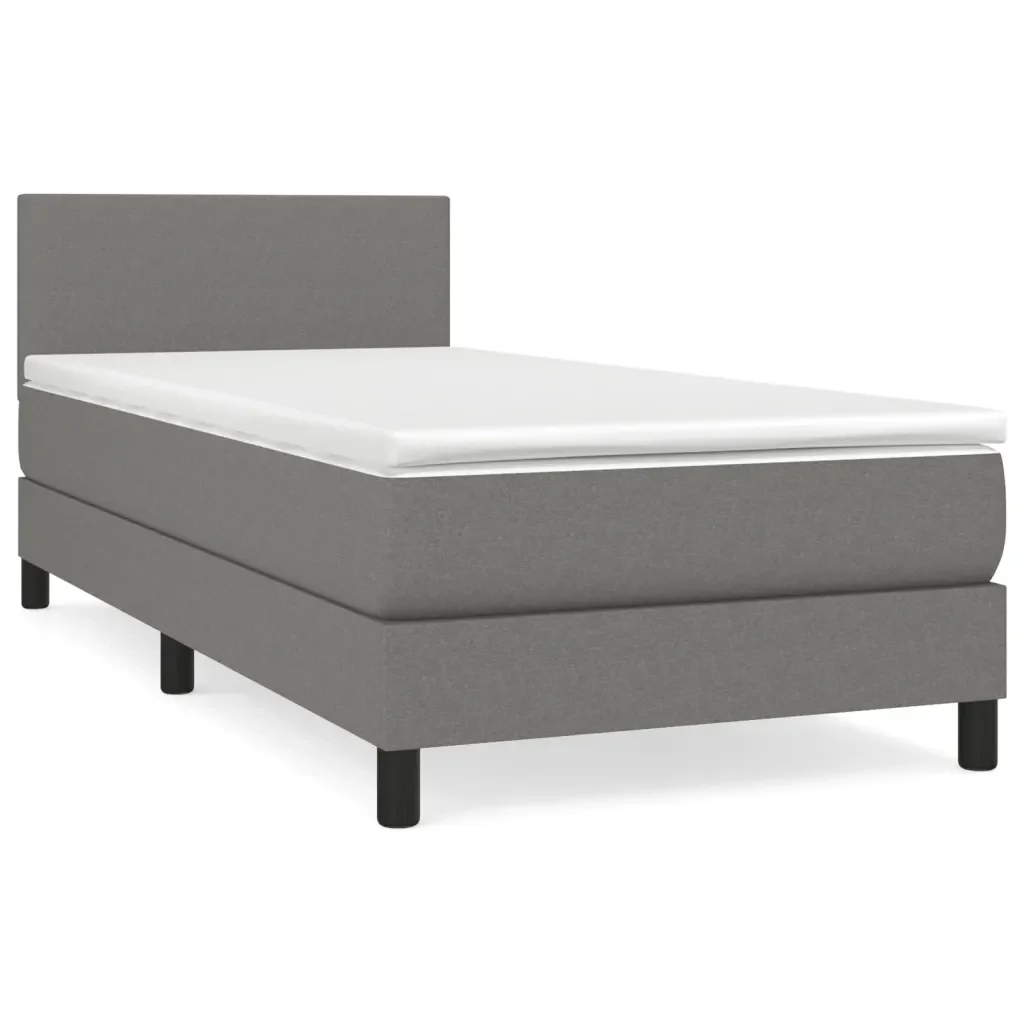 Letto singolo | Letto per adulti | Giroletto a Molle con Materasso Grigio Scuro 90x190 cm Tessuto