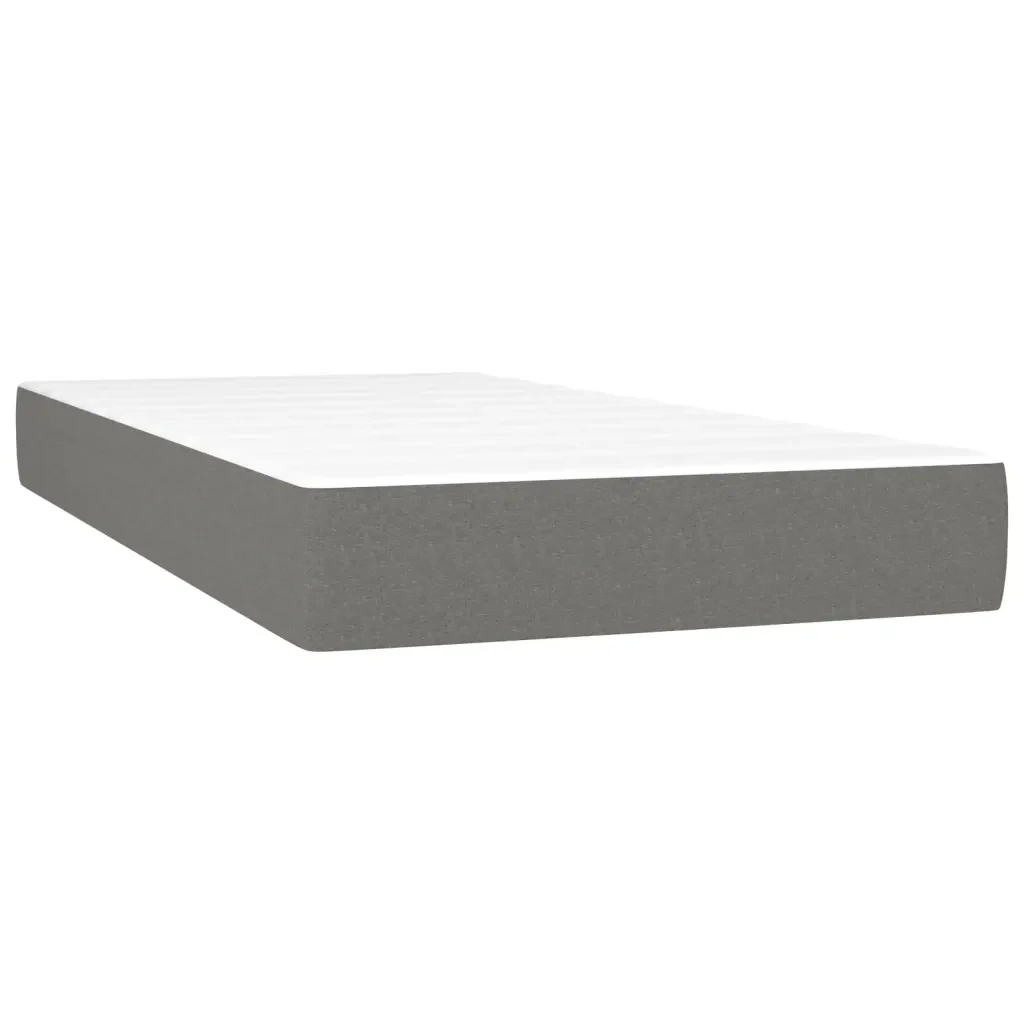 Letto singolo | Letto per adulti | Giroletto a Molle con Materasso Grigio Scuro 90x190 cm Tessuto - Image 5