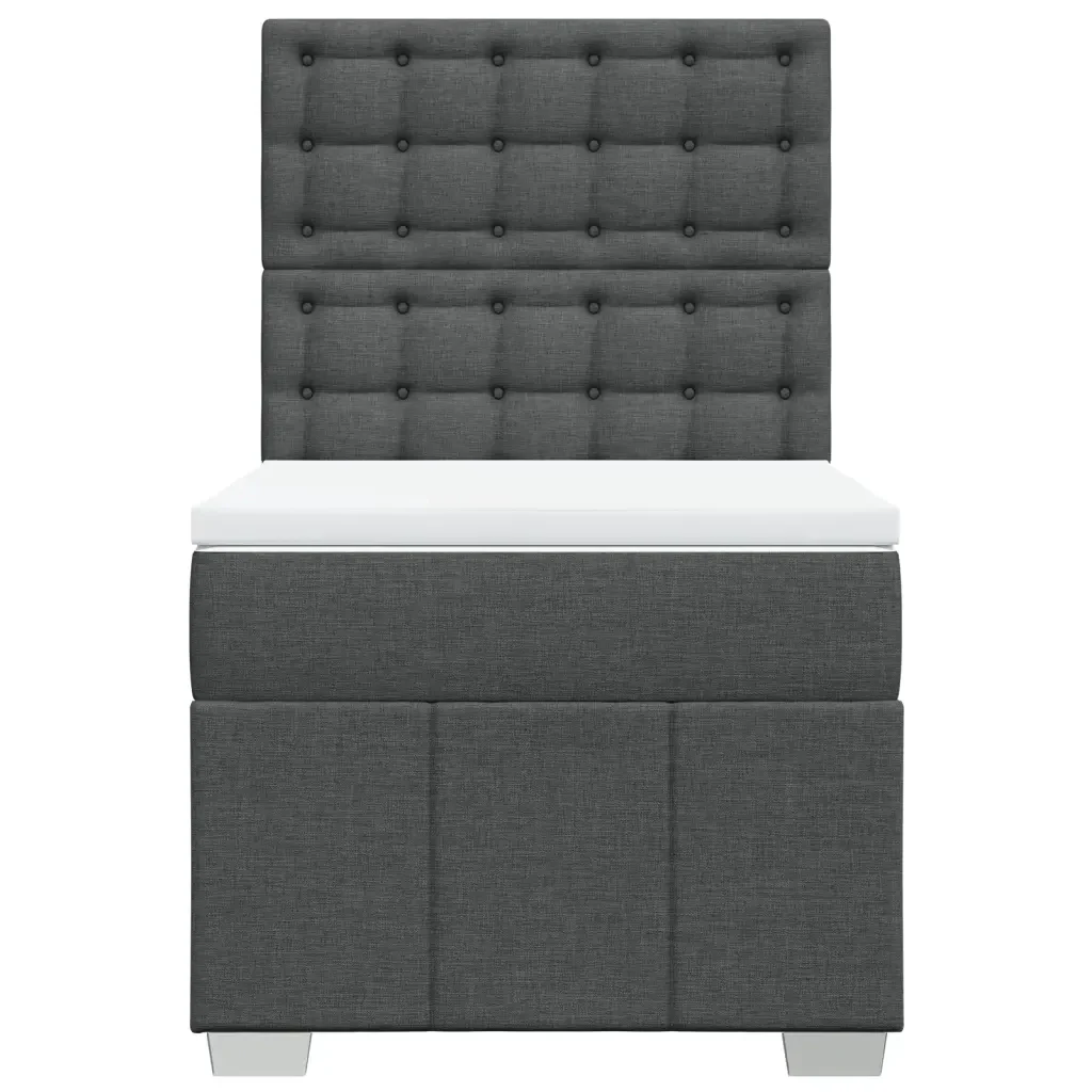 Letto singolo | Letto per adulti | Giroletto a Molle con Materasso Grigio Scuro 90x190 cm Tessuto - Image 6