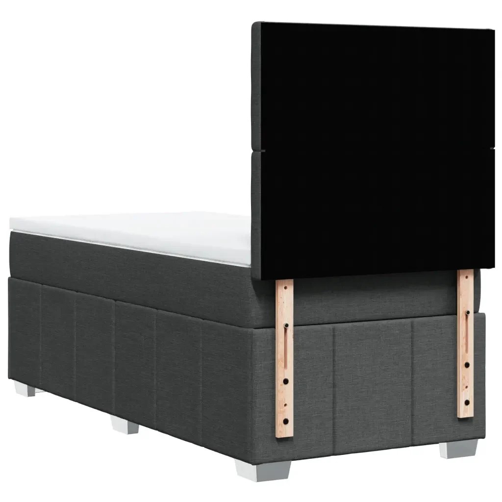 Letto singolo | Letto per adulti | Giroletto a Molle con Materasso Grigio Scuro 90x190 cm Tessuto - Image 8