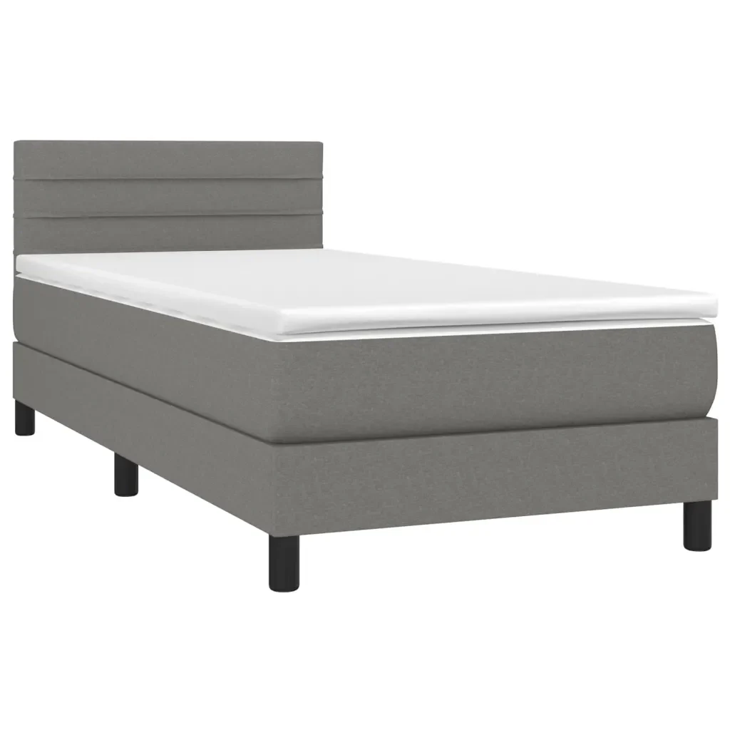 Letto singolo | Letto per adulti | Giroletto a Molle con Materasso Grigio Scuro 90x190 cm Tessuto - Image 4