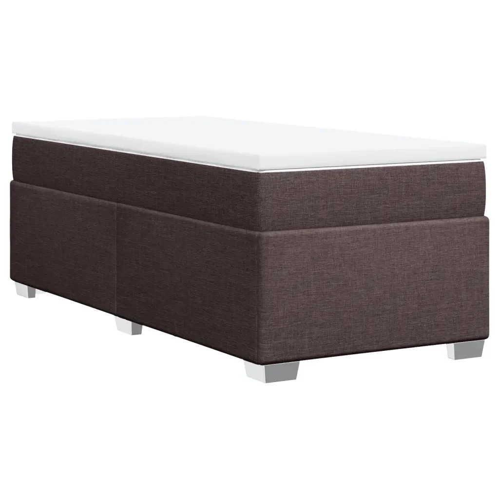 Letto singolo | Letto per adulti | Giroletto a Molle con Materasso Marrone Scuro 80x200 cm Tessuto - Image 9