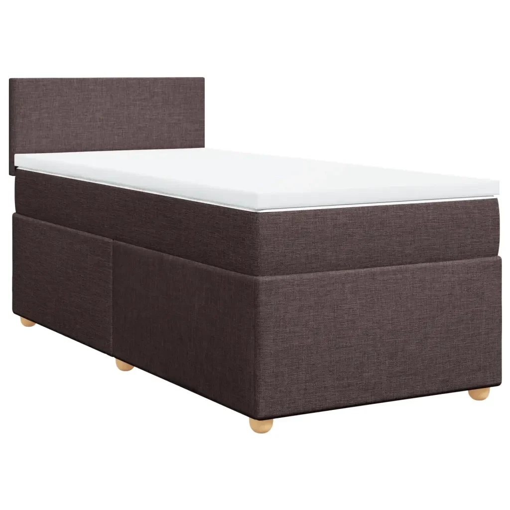Letto singolo | Letto per adulti | Giroletto a Molle con Materasso Marrone Scuro 80x200 cm Tessuto - Image 3